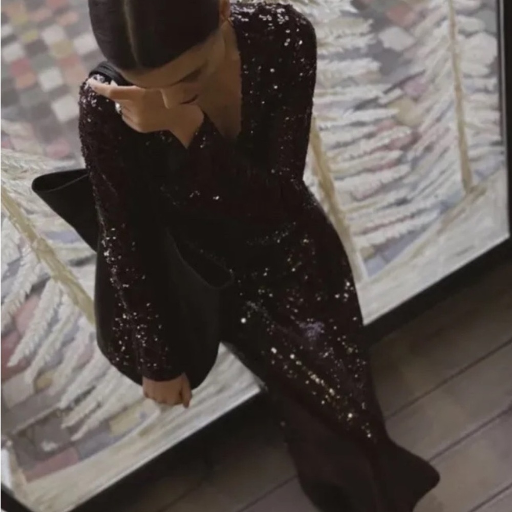 Zara Sequin Maxi Dress in Black